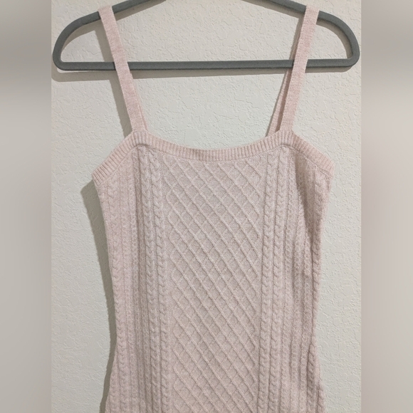 House Of Harlow Pastel Pink Sleeveless Bodycon Cable Knit Sweater Dress Romantic - Picture 5 of 8